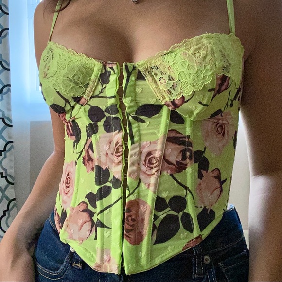 Urban Outfitters green floral corset NWT✨HOST PICK - Picture 1 of 7